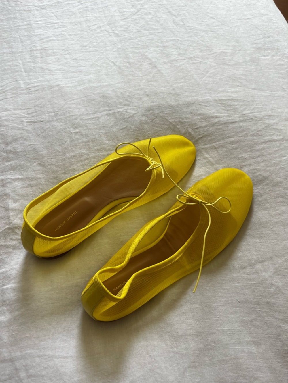 Mansur Gavriel Bright Yellow Ballet Flats with Bow - Picture 2 of 4